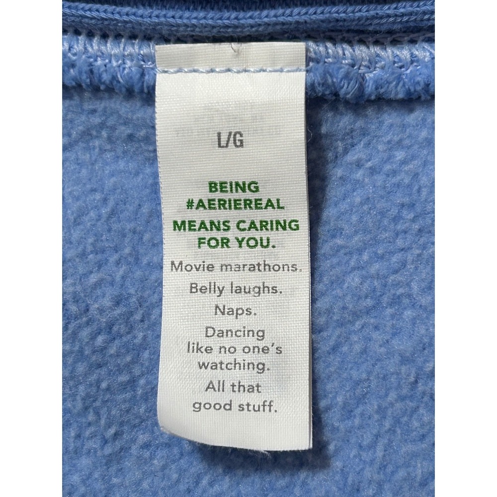 Aerie Womens L Blue Oversized Crewneck Sweatshirt Ribbed Side Panels Slit - Picture 7 of 13